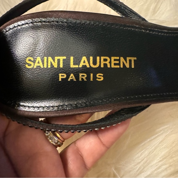 YSL Ava Sandals in Crepe Satin with Rhinestones - Picture 12 of 17